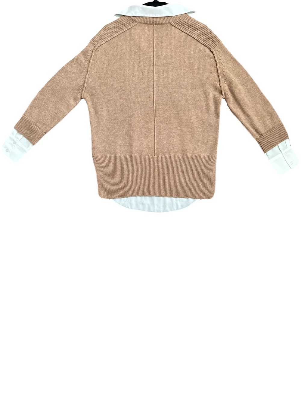 Brochu Walker The Looker Layered V Neck Wool Cashmere Camel Brown Sweater size S - Picture 12 of 16